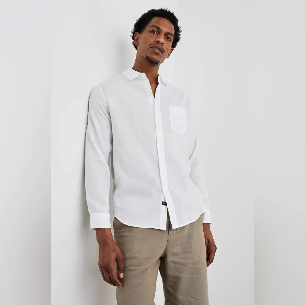 Rails mens M Medium white solid lightweight Wyatt button up casual shirt EUC - Picture 1 of 6